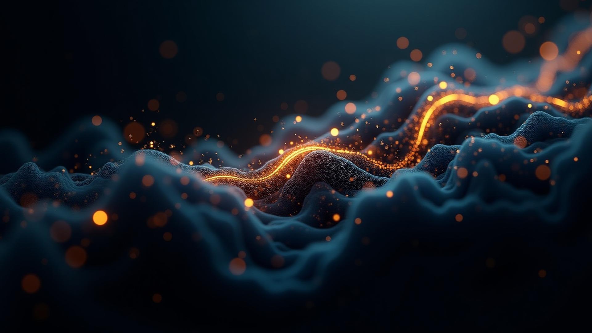 Abstract visualization of digital marketing data merged with calligraphy art